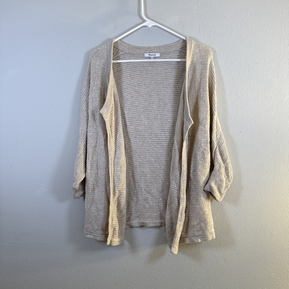 Madewell The Signature Cardigan Sweater Womens XXS Beige Open Knit Button Front